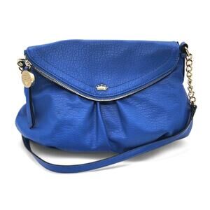 Juicy Couture Purse Crossbody Bag Faux Pebbled Leather Peacock Blue W/ Bag Charm